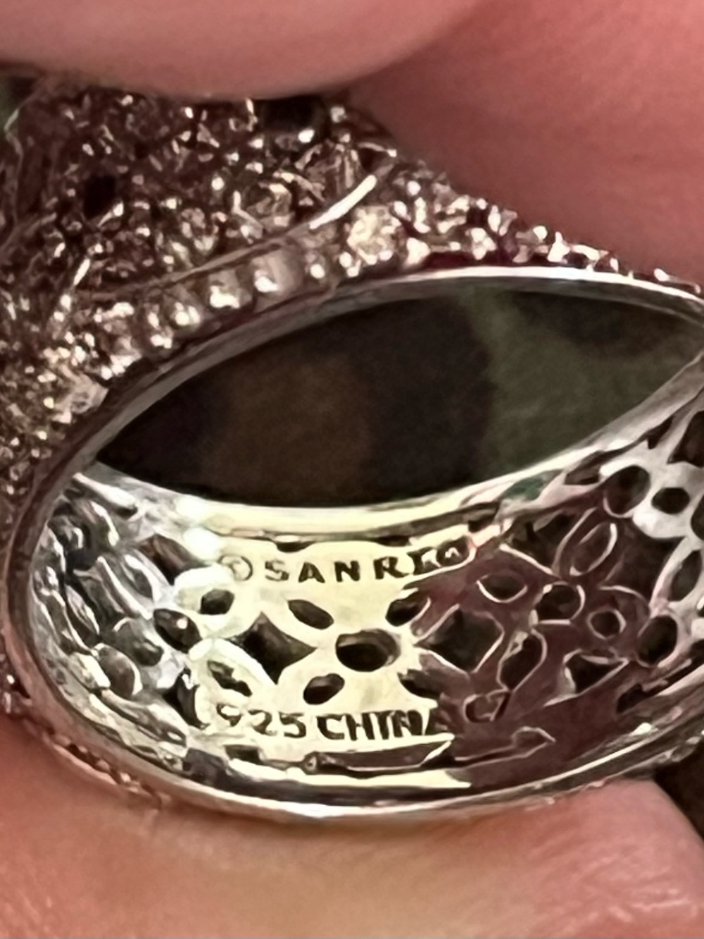 Hello Kitty 925 Sterling Silver CZ Ring with Pink Flower Accent - Picture 5 of 5